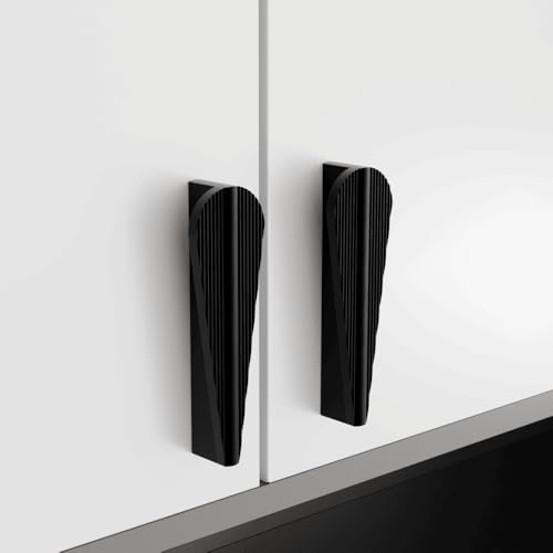LAPO 2 Piece 4 Inch Aluminum Kitchen Cabinet Handles, Modern Handle for Wardrobe, Office Drawers, Cupboards Handle for Home Furniture – Sleek Design with Durable - Black Finish