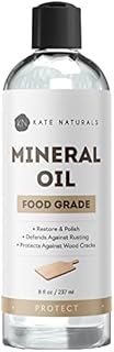 Mineral Oil for Cutting Board Oil (8oz) - Kate Naturals. Food Grade Mineral Oil for Cutting Board. Food Safe Mineral Oil for Kitchen Appliances, Knives, Butcher Block Oil, Stainless Steel, Wood Oil