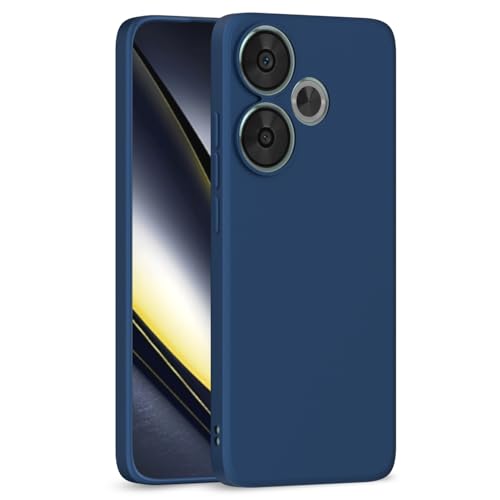 Image of Outlouders Back Cover for Poco F6 5G | Camera Protection | Durable Soft Matte Silicone Bumper Case (Blue)