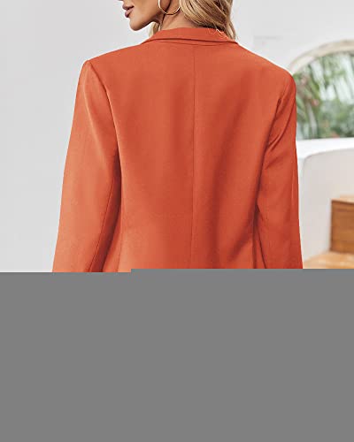 Lpcbdee 2022 Professional Womens Casual Blazers Long Sleeve Standing Collar Open Front Work Office Jacket Orange #TOP4