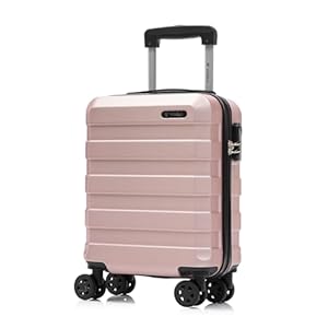 yonsly Trolley Reisekoffer, Rollkoffer Handgepäck, Travel Suitcase Hartschalenreisekoffer mit 4 Rollen 360°, Zahlenschloss, Weicher Gummigriff (S, Roségold)