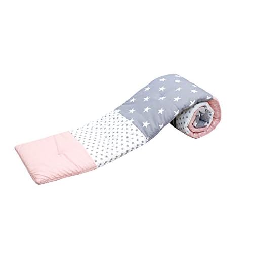 Baby Nestchen für Beistellbett (eckig) | Made in EU | ÖkoTex 100 | Schadstoffgeprüft | Antiallergisch | Baby Bettumrandung | Babynest | Rosa Grau | 170 x 25 cm | ULLENBOOM ®
