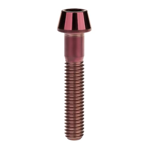 Image of Titanium Ti Bolt M5x9 16 18 20 25 30 35 40 45 50 55 60mm Tapered Head Screws Pack of 4 (M5x30mm, Burgundy)