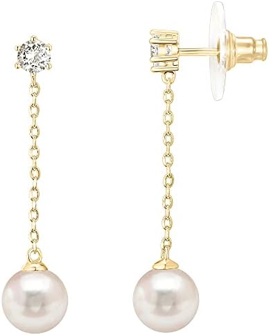 PAVOI 14k Yellow Gold Plated Sterling Silver Post Shell Pearl Drop Earrings | Pearl Earrings for Women