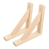 KOCKSHION 無垢材三角ブラケット 壁掛け棚ホルダー 頑丈な棚用ブラケット 幅広補強設計 作業台 キッチン バスルーム用 2個セット