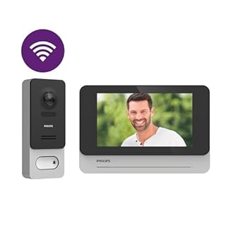 Philips WelcomeEye Wireless, Visiophone sans fil 7’’, Portée 350 m, Caméra Full HD 1080p 130°, Wi-Fi 2.4/5 GHz & Bluetooth, App sécurisée France, 3 ans de garantie
