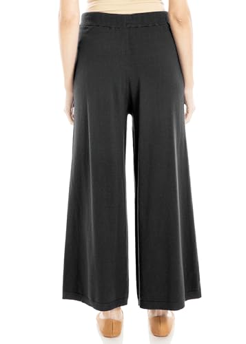 Max Studio Womens Wide Leg Sweater Pant, M, Black2