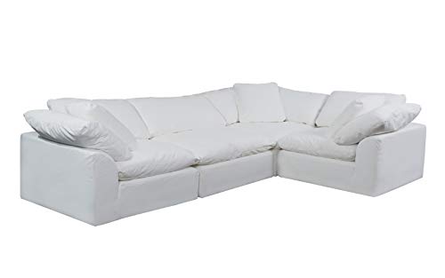 Sunset Trading Cloud Puff 4-Piece Modular White Sectional