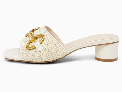 Image of Coutgo Womens Heeled Slides Sandals Square Open Toe Slip on Comfortable Kitten Block Low Heel Metal Chain Dressy Shoes