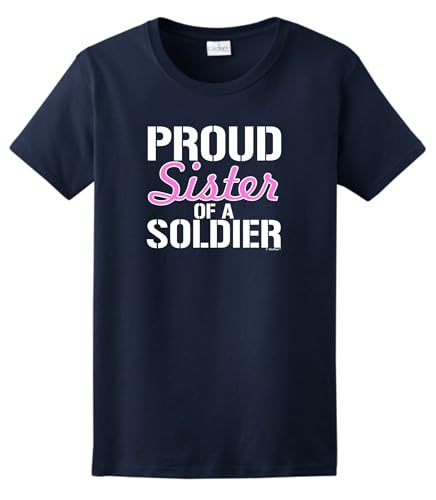 Proud Sister of a Soldier Ladies Short Sleeve Ladies Cut T-Shirt Small Black [PPP]