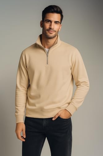 Image of Half Zipper Solid Sweatshirt for Men