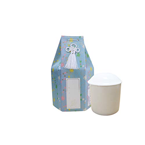 ペット 骨壷カバー 骨壺セット 六角袋 2.5寸 流れ星(流星) スター柄 白並骨壷付き 戒名シール 写真シール 骨袋 (ブルー)