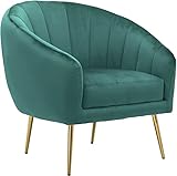  WeHome - poltrona in velluto modello luxurycon gambe in ferro dorate alte 24cm e poltrona con imbottitura in schiuma dal design vintage e confortevole (Verde)
