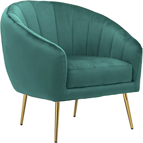  WeHome - poltrona in velluto modello luxurycon gambe in ferro dorate alte 24cm e poltrona con imbottitura in schiuma dal design vintage e confortevole (Verde)