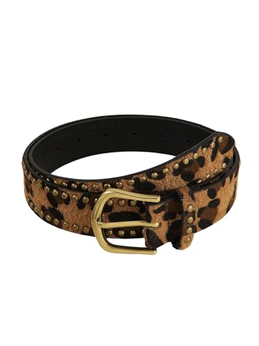 Women's Leopard Studded Belt Metal Western Vintage Y2K Waist Belts for Jeans Dress