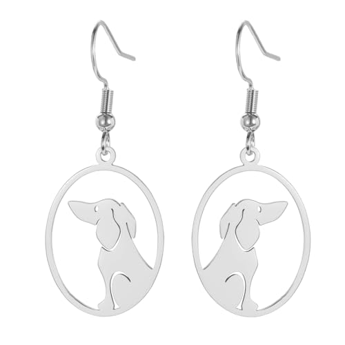 Boucles d'oreilles teckel amoureuse animaux pendentif chien saucisse acier