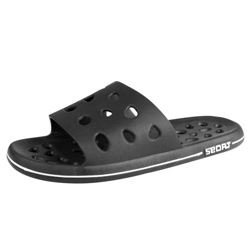 weilonghyw Plus Size Mens Shower Shoes Quick-Drying Bathroom Slippers with Drainage Hole Non-Slip Gym Slides Arch Support Pool Shower Sandals for Dorms
