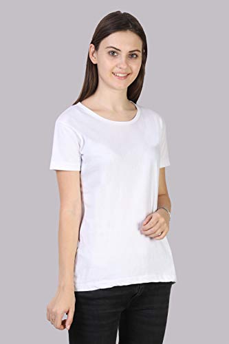 Image of FLEXIMAA Women's Cotton Plain Round Neck Half Sleeve T-Shirt