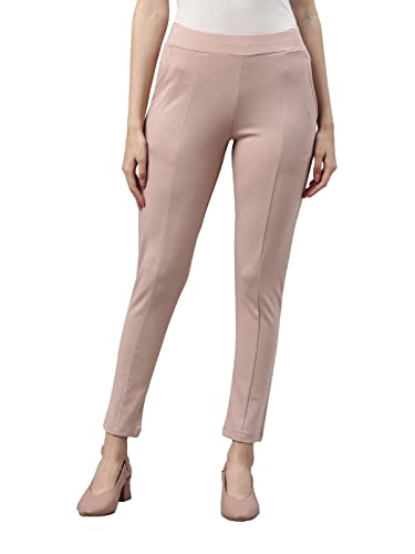 Image of GO COLORS Viscose Stretch Blend Ponte Pants Full Length for Women| Breathable, Mid Rise