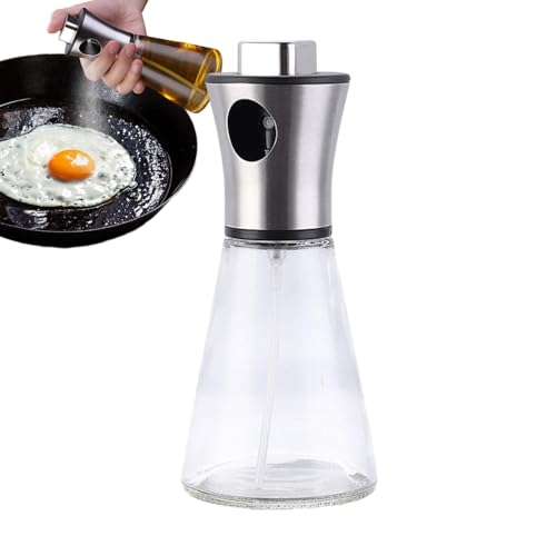 Botella pulverizadora para aceite, dispensador de aceite, botella de aceite de vidrio de 200 ml, pulverizador de aceite de cocina de acero inoxidable para control de porciones de aceite, rociador de