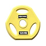 Sport-Thieme Hantelscheibe PU für Pumpset | unempfindlich gegen Schläge, Abrieb und Kratzer | 3 Grifflöcher | Gusseisen | Polyurethan Ummantelung