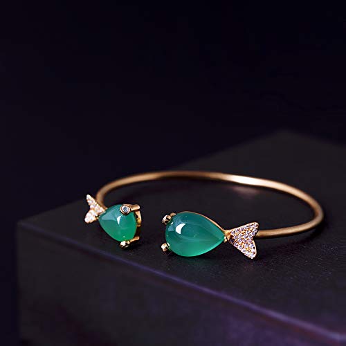 Bangle jade agate verte en argent pour un style bohème - 3