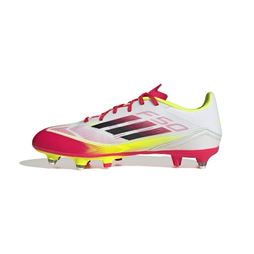 adidas F50 League Football Boots Soft Ground, Scarpe da Calcio Unisex-Adulto, Cloud White/Core Black/Solar Yellow, 44 2/3 EU