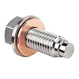 DEEFILL M12 x 1.75 Magnetic Oil Drain Plug, Stainless Steel Sump Drain Nut Bolt with Copper Crush Washer Compatible with GMC, Chevrolet, Buick, Cadillac