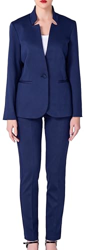 Ava Luke Hosenanzüge Für Damen Elegant Zweiteilig, Hosenanzug 2-teilig Anzüge Für Damen Navy Blau 44