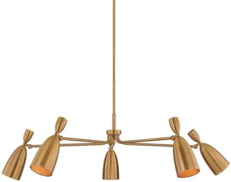 Troy Lighting F4050-PBR Spade Damp-Rated Chandelier, 5-Light E26 Medium Base, Patina Brass