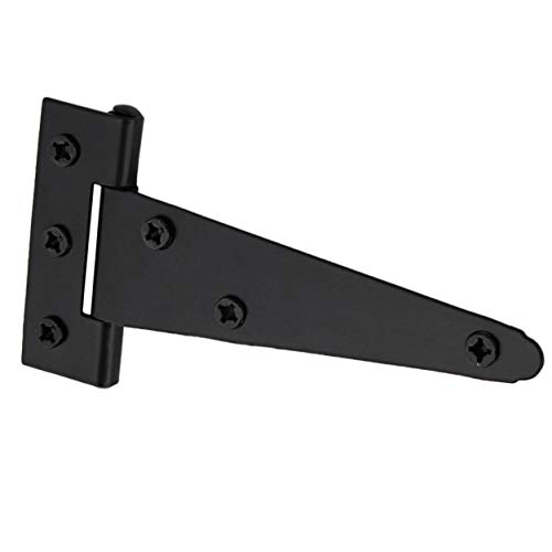 Rural365 Triangle Door Hinge 6 Pk - Light Duty 4 Inch T-Strap Farmhouse Style Door Hinges Matte Black Barn Door Hinges #TOP1