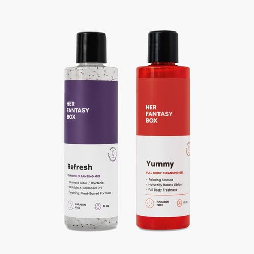 Her Fantasy Box Yummy & Refresh pH Balancing Shower Gel | Two Pack Wash | Gentle, Moisturizing & Nourishing Feminine Hygiene Duo for Daily Freshness, Odor Control & Skin Care (8 oz Each)