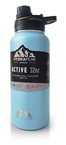 Hydrapeak 32 Oz Insulated Water Bottle With Chug Lid - Reusable Leak Proof Stainless Steel Water Bottles, Double Wall Vacuum Insulation | 24 Hours Cold And 12 Hours Hot (Cloud) #TOP29