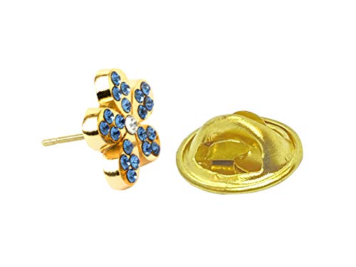 ELEGANZA - Questa spilla presenta pietre blu placcate in oro e splendide pietre, con una pietra bianca al centro. La combinazione di materiali di lusso e un design intricato la rende un accessorio elegante per i Massoni.