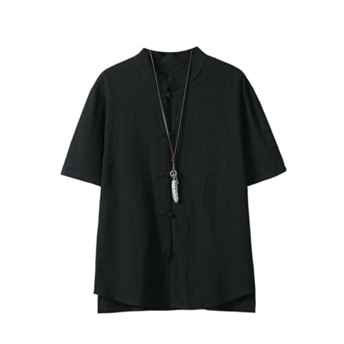 Chemise en coton lin homme style chinois col montant qualité premium