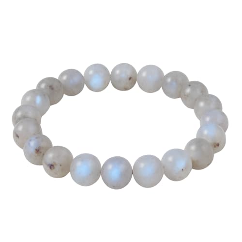 Natural Moonstone Gemstone Bead Bracelet – Healing Crystal Bracelet for Women, Men, Teens – 8mm Round Beaded – Unisex Stretchy Gemstone Bracelet – Emotion, Relationship, Love, Christmas Gift Box