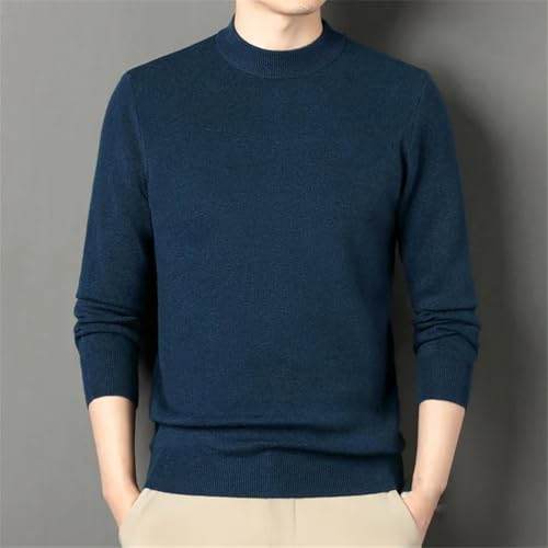 Men's Solid Long Sleeves Slim Wool Knitted Sweater Round Neck Casual Business Sweaters2