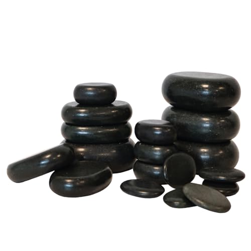 Vivezen - Lot de 20 pierres chaudes pour massage en basalte naturel poli + Sac de rangement