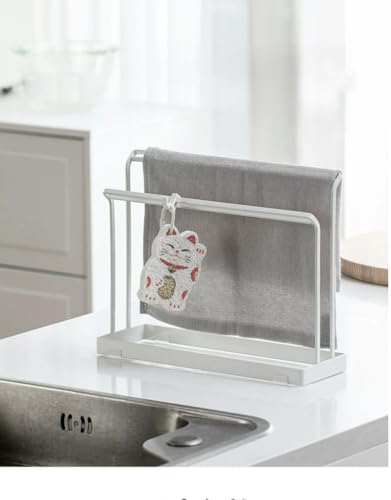 Image of ARHAT ORGANIZERS Foldable Hand Towel Stand | Towel Holder for Washbasin & Kitchen | Hand Towel Holder for Bathroom, Countertop & Vanity | 3 Towel Drying Stand, Napkin Stand (White, 2-Layer)