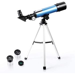 Telescopio para Principiantes, telescopio para niños, telescopio astronómico portátil de 90X con trípode, 2 oculares, 1.5X Barlow len