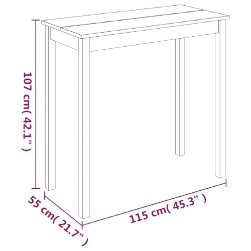 Mesa de bar negra de 115x55 cm con patas de madera para comedor 7