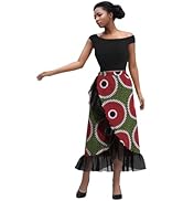 iooiooi African Print Skirts for Women Maxi Casual Skirts