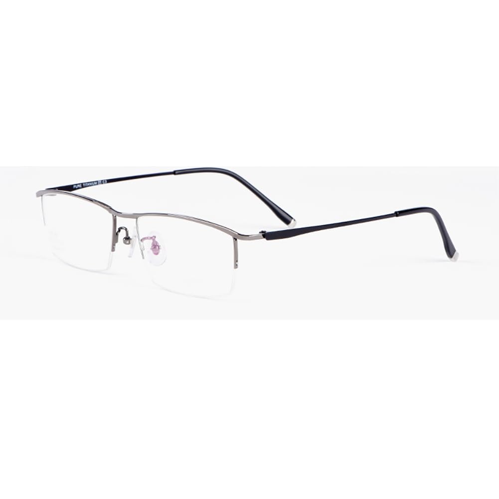 JIETIAN Męskie okulary do czytania z żywicy asferycznej HD z czystego tytanu, zapobiegające niebieskiemu światłu refrakcja od +0,5 do +3,0,Gray,+0.5