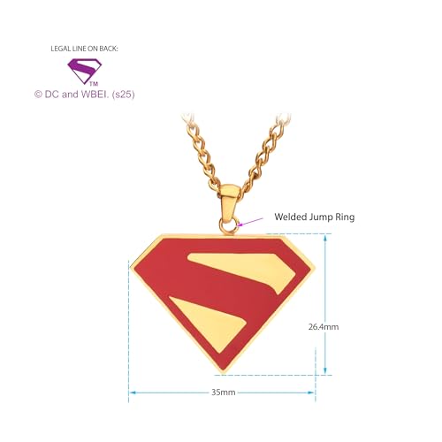 Superman Logo Steel Necklace – Gold & Red Enamel Collectible Jewelry3