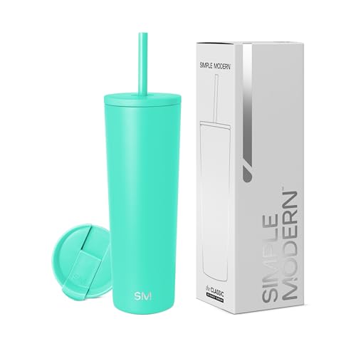Image of Simple Modern Classic Tumbler with Straw Lid | Insulated Iced Coffee Cup Reusable Stainless Steel Water Bottle Travel Mug | Gifts for Women Men Her Him | 28oz | Tropical Wave