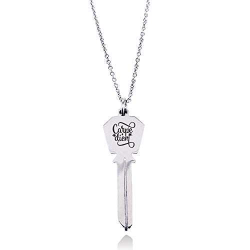 Tioneer Stainless Steel Carpe Diem Hexagon Head Key Charm Pendant Necklace