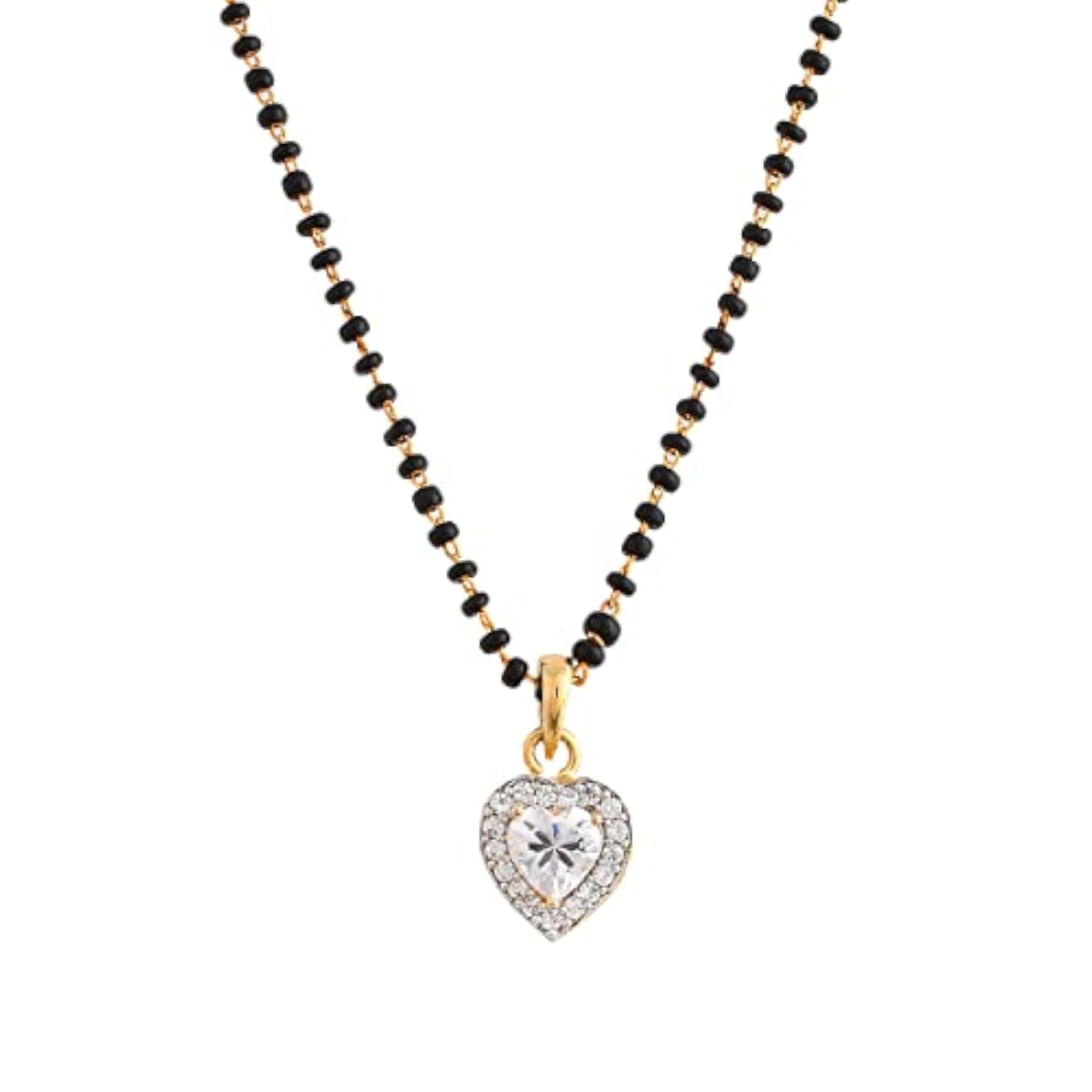Women's Heart Shaped CZ Studded Mangalsutra Set, Sparkling Gift
