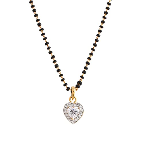 Women's Heart Shaped CZ Studded Mangalsutra Set, Sparkling Gift