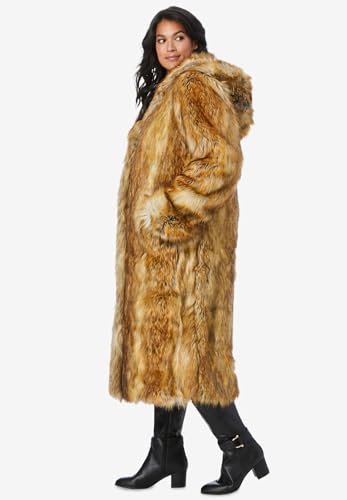 Roaman's Women's Plus Size Hooded Long Faux Fur Coat2