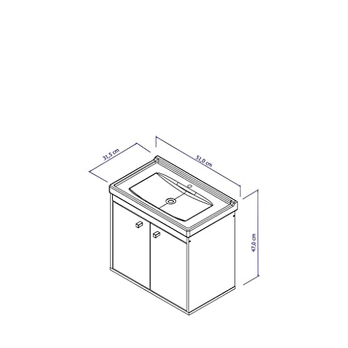 Gabinete com Cuba Suspenso 100% MDF Branco Berlin Lilies Móveis